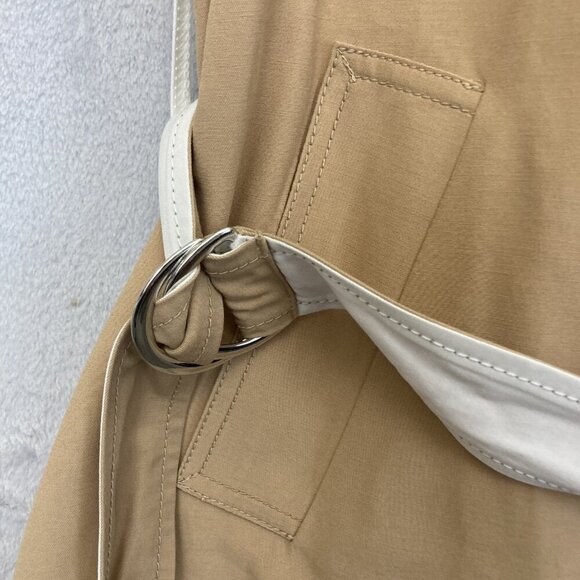 Nine West Sleeveless Trench Vest Womens 2XL Tan White Belted Double Breasted‎ - Picture 8 of 14